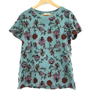 Soft Surroundings Floral Short Sleeve Tee - Teal and Red